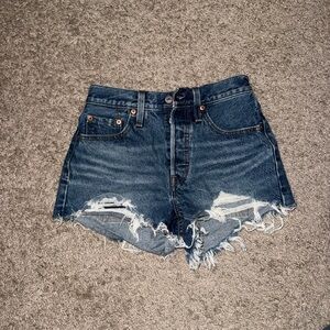 Levi's Blue Distressed Jean Shorts